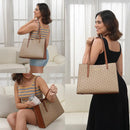 Bolsa de ombro feminina de grande capacidade, compatível com laptop, bolsa de couro impermeável estilo tote para presente casual.