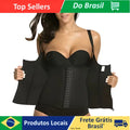 Cinto modelador de cintura com zíper preto e dupla compressão.