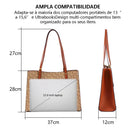Bolsa de ombro feminina de grande capacidade, compatível com laptop, bolsa de couro impermeável estilo tote para presente casual.