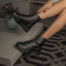 Bota confortável sem salto Coturno Blogger Female Medium Cano GuGi 202-GG