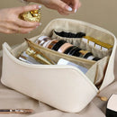 Bolsa Necessaire Feminina para Maquiagem e Cosméticos, em Couro, Grande Capacidade, Portátil, para Viagens