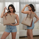 Bolsa de ombro feminina de grande capacidade, compatível com laptop, bolsa de couro impermeável estilo tote para presente casual.