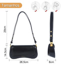 Bolsa de ombro feminina com alça ajustável, bolsa feminina elegante em couro preto, bolsa de ombro para presente.