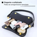 Bolsa de ombro feminina com alça ajustável, bolsa feminina elegante em couro preto, bolsa de ombro para presente.