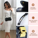 Bolsa de ombro feminina com alça ajustável, bolsa feminina elegante em couro preto, bolsa de ombro para presente.