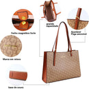 Bolsa de ombro feminina de grande capacidade, compatível com laptop, bolsa de couro impermeável estilo tote para presente casual.