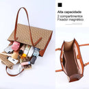Bolsa de ombro feminina de grande capacidade, compatível com laptop, bolsa de couro impermeável estilo tote para presente casual.