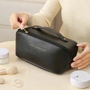 Bolsa Necessaire Feminina para Maquiagem e Cosméticos, em Couro, Grande Capacidade, Portátil, para Viagens