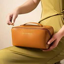 Bolsa Necessaire Feminina para Maquiagem e Cosméticos, em Couro, Grande Capacidade, Portátil, para Viagens