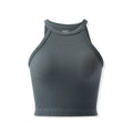 Blusa feminina sem mangas, modelo regata curto, estilo casual de verão, cropped, com gola alta sexy.