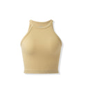 Blusa feminina sem mangas, modelo regata curto, estilo casual de verão, cropped, com gola alta sexy.