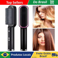 Conjunto de pente e alisador de cabelo profissional multifuncional 2 em 1 brasileiro com aquecimento rápido.
