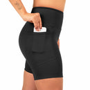 Shorts de ginástica femininos, calças de ioga elásticas, shorts com bolso portátil, leggings de corrida, respiráveis no verão.