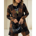 Casaco Camisa de Tricô Feminino Casaco Longo