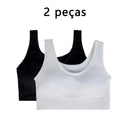 Sutiã Sem Alças Larga 2 Peças Camiseta Esportiva Feminina Roupa Íntima Confortável e Respirável