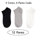 12 Pares, Meias Curtas Tipo Barco, Meias de Algodão, Leves, Respiráveis, Meias Curtas, Contendo Algodão