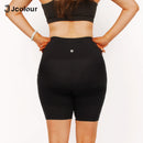 Shorts de ginástica femininos, calças de ioga elásticas, shorts com bolso portátil, leggings de corrida, respiráveis no verão.