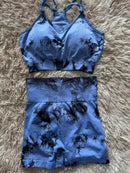Conjunto de Yoga Feminino Respirável e Macio, composto por Calça Regata e Shorts (Conjunto de 2 Peças)