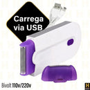 Depilador elétrico feminino para corpo e rosto, com carregamento sem fio.