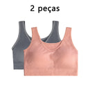 Sutiã Sem Alças Larga 2 Peças Camiseta Esportiva Feminina Roupa Íntima Confortável e Respirável