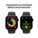 Apple Watch Series 11 GPS Caixa Preta Alumínio Brilhante 42mm Pulseira Esportiva Preta M/G