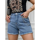 Shorts jeans femininos de verão com detalhes em corrente