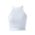Blusa feminina sem mangas, modelo regata curto, estilo casual de verão, cropped, com gola alta sexy.