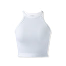 Blusa feminina sem mangas, modelo regata curto, estilo casual de verão, cropped, com gola alta sexy.