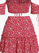 Conjunto sexy de shorts sem alça, ombros descobertos e saia slim para verão em estilo de férias de praia, conjunto feminino sexy slim fit de duas peças