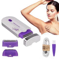 Depilador elétrico feminino para corpo e rosto, com carregamento sem fio.