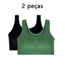 Sutiã Sem Alças Larga 2 Peças Camiseta Esportiva Feminina Roupa Íntima Confortável e Respirável